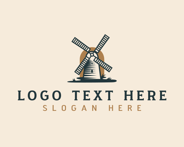 Heritage - Windmill Agriculture Landmark logo design