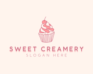 Cherry Pastry Cupcake logo design