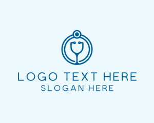 Physical Examination - Blue Medical Stethoscope logo design