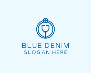 Blue Medical Stethoscope logo design