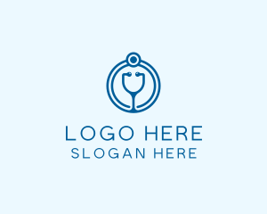 Blue Medical Stethoscope logo design