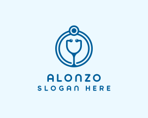 Blue Medical Stethoscope logo design