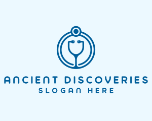 Blue Medical Stethoscope logo design