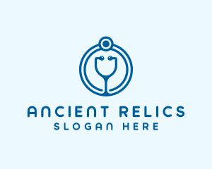 Blue Medical Stethoscope logo design