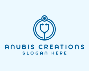 Blue Medical Stethoscope logo design