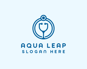 Blue Medical Stethoscope logo design