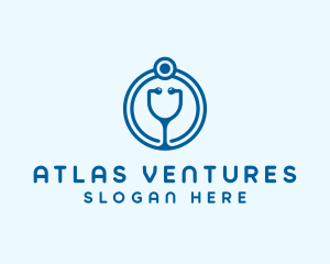 Blue Medical Stethoscope logo design