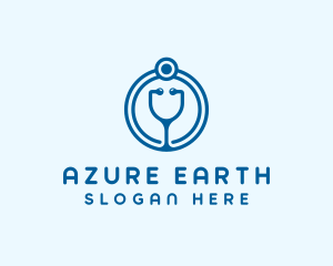 Blue Medical Stethoscope logo design