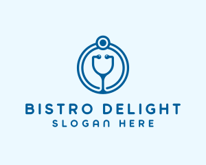 Blue Medical Stethoscope logo design