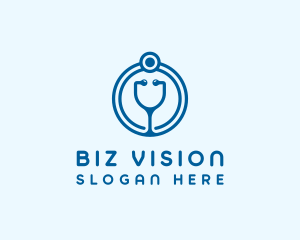 Blue Medical Stethoscope logo design