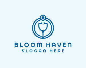 Blue Medical Stethoscope logo design