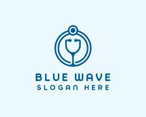 Blue Medical Stethoscope logo design