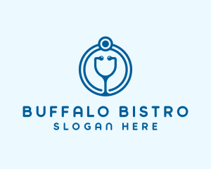 Blue Medical Stethoscope logo design