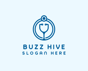 Blue Medical Stethoscope logo design