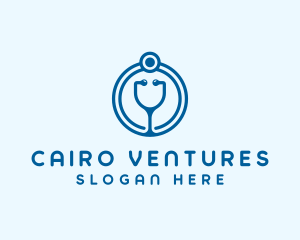 Blue Medical Stethoscope logo design