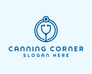 Blue Medical Stethoscope logo design