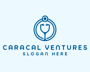 Blue Medical Stethoscope logo design