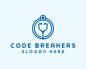 Blue Medical Stethoscope logo design