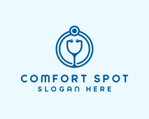 Blue Medical Stethoscope logo design