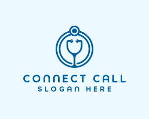 Blue Medical Stethoscope logo design