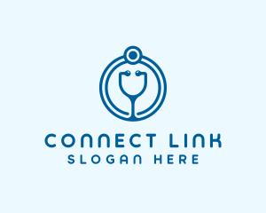 Blue Medical Stethoscope logo design