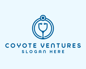 Blue Medical Stethoscope logo design