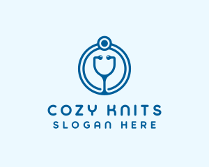 Blue Medical Stethoscope logo design