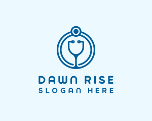 Blue Medical Stethoscope logo design