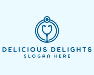 Blue Medical Stethoscope logo design