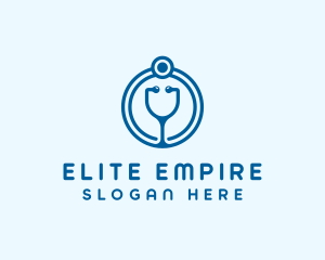 Blue Medical Stethoscope logo design