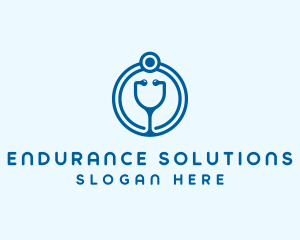 Blue Medical Stethoscope logo design