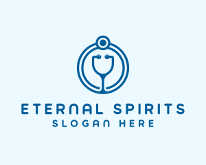 Blue Medical Stethoscope logo design