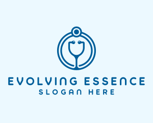 Blue Medical Stethoscope logo design