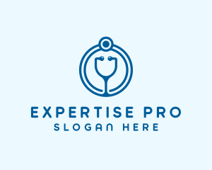 Blue Medical Stethoscope logo design