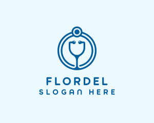 Blue Medical Stethoscope logo design