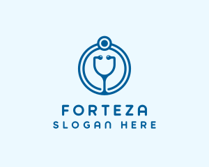 Blue Medical Stethoscope logo design