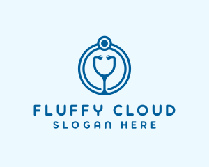 Blue Medical Stethoscope logo design