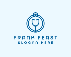 Blue Medical Stethoscope logo design