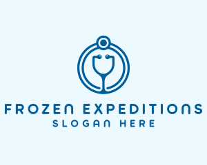 Blue Medical Stethoscope logo design