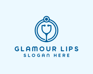 Blue Medical Stethoscope logo design