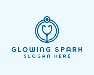 Blue Medical Stethoscope logo design