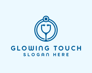 Blue Medical Stethoscope logo design