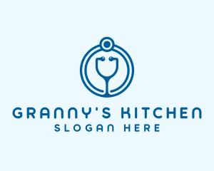 Blue Medical Stethoscope logo design