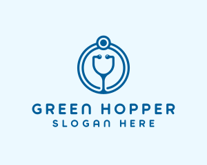 Blue Medical Stethoscope logo design