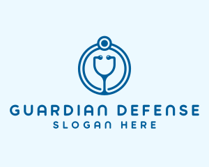 Blue Medical Stethoscope logo design