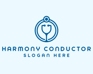 Blue Medical Stethoscope logo design