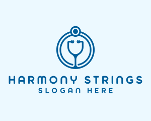 Blue Medical Stethoscope logo design