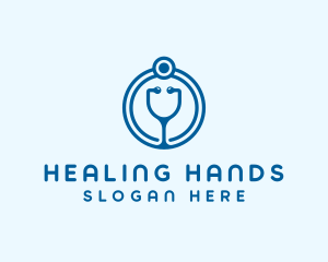 Blue Medical Stethoscope logo design