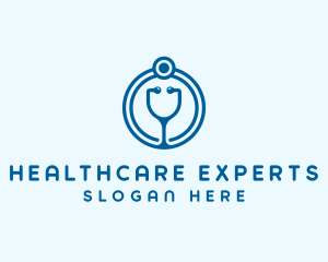 Blue Medical Stethoscope logo design