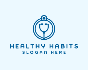 Blue Medical Stethoscope logo design